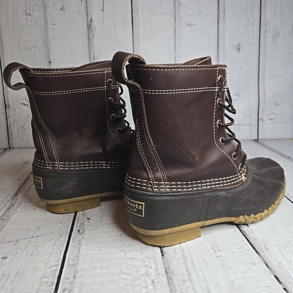 LL Bean Women's Leather Rubber Bean Boots Insulated Tan Brown Size 5 M - Picture 6 of 9